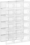18er-Set faltbare Schuhboxen, Transparent + Wei&szlig; / L ( 35 X 25 X 18,5 cm )