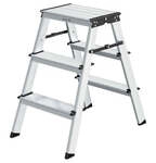 Aluminiumleiter mit 3 Stufen, Silbern + Schwarz / 3 Stufen (59T x 44B x 62H cm)