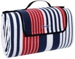 Wasserdichte Picknickdecke mit Tragegriff, Rot + Blau + Wei&szlig;&nbsp;Gestreift