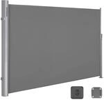 Seitenmarkise f&uuml;r Balkon und Terrasse, Grau / 180 x 400 cm / Aluminium
