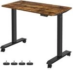 H&ouml;henverstellbarer Schreibtisch mit 3 Voreinstellungen, Vintagebraun + Schwarz