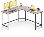 L-f&ouml;rmiger Computertisch, Greige Meliert + Tintenschwarz