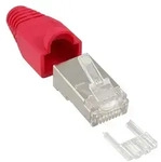10er Pack Inline&reg; Crimpst. RJ45 gesch., mit Knickschutz & Einf&auml;delhilfe, rot