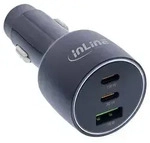 Inline&reg; USB KFZ Stromadapter Power Delivery, 2x USB-C + QC 3.0 USB-A, schwarz