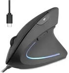 Perixx PERIMICE-513 C Vertikale Ergonomie-Maus, USB-C, schwarz, Rechtsh&auml;nder
