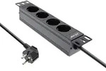 Inline 10" Steckdosenleiste, 4-fach Schutzkontakt, ohne Schalter, 2m, schwarz