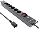 Inline 19" Steckdosenleiste, 6-fach Schutzkontakt, C14 Stecker, &Uuml;berlastschutz