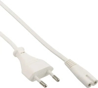 Inline Netzkabel, Netzstecker auf Euro 8 C7 Stecker, wei&szlig;, 0,5m