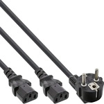 Inline Netz-Y-Kabel, 1x Schutzkontakt ST zu 2x Kaltger&auml;te ST, 1m