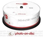 PRIMEON - DVD+R 4.7GB/120Min/16x Cakebox (25 Disc) - photo-on-disc, Inkjet Full Size
