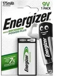 Energizer NiMH 9V Block 175mAh HR6F22 Power Plus Akku - 1er Verpackung