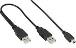 Inline&reg; USB Mini-Y-Kabel, 2x Stecker A an Mini-B Stecker (5pol.), 1,5m