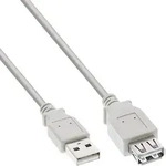 Inline&reg; USB 2.0 VerL&auml;ngerung, Stecker / Buchse, Typ A, beige, 0,3m