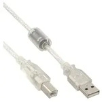 Inline&reg; USB 2.0 Kabel, A an B, transparent, mit Ferritkern, 2m