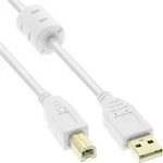 Inline&reg; USB 2.0 Kabel, A an B, wei&szlig; / gold, mit Ferritkern, 5m