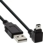 Inline&reg; USB 2.0 Mini-Kabel, ST A/Mini-B ST 5pol, unten abgew. 90&deg;, schwarz, 2m