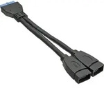 Inline&reg; USB 3.0 Adapterkabel, 2x Buchse A auf Pfostenanschluss 19polig, 0,15m