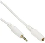 10m - Inline&reg; Klinke Verl&auml;ngerung, 3,5mm Stecker / Buchse, Stereo wei&szlig; / gold