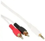 Inline&reg; Cinch/Klinke Kabel, 2x Cinch Stecker an 3,5mm Klinke Stecker, 10m- Wei&szlig;