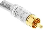 Inline&reg; Cinchstecker L&ouml;tversion, Metall silber, Ring wei&szlig;, f&uuml;r 6mm Kabel