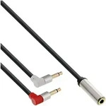 1m - Inline Slim Audio Kopfh. Flugz.-Adapterkab., 2x3,5mm ST / 3,5mm BU 3pol.