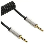 1m - Inline&reg; Slim Audio Spiralkabel Klinke 3,5mm ST/ST, 4-polig, Stereo