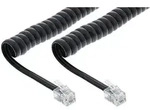 Inline&reg; Spiralkabel, RJ10 Stecker / Stecker, schwarz, 1:1 belegt, max. 4m
