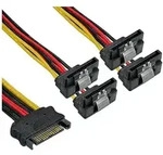 Inline&reg; SATA Strom-Y-Kabel, SATA BU/4x SATA ST gew., m. Laschen, 0,15m
