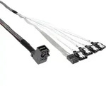Inline&reg; Mini SAS HD Kabel, SFF-8643 gewinkelt zu 4x SATA + Sideband, 0,5m