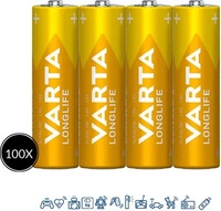 4x Varta Longlife AA Mignon LR6 Alkaline Batterie