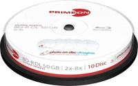 PRIMEON - BD-R DL 50GB/2-8x, Ultra Speed, Cakebox (10 Disc) - photo-on-disc