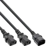 Inline&reg; Netz-Y-Kabel, Kaltger&auml;te, 1x IEC-C14 auf 2x IEC-C13, 1m