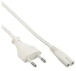 Inline&reg; Netzkabel, Netzstecker auf Euro 8 C7 Stecker, wei&szlig;, 1,5m