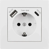 Schutzkontakt-Steckdose McPower ''Flair'' 1x USB-C 18W PD, 1x USB-A, wei&szlig;