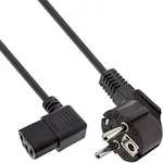 Inline&reg; Netzkabel, Schutzk. gew. / Kaltger&auml;test. C13 links abgew., schwarz, 1m