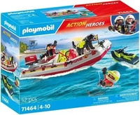 PLAYMOBIL 71464 Feuerwehrboot mit Aqua Scooter Spielset, Mehrfarbig
