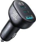 JOYROOM JR-CCD04 30 W 2X USB-C USB-A Autoladeger&auml;t mit Display - Schwarz