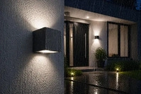 LUTEC LED Au&szlig;enwandleuchte, moderne Mini-Wandlampe aus Aluminium in Mattschwarz,