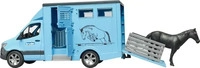 BRUDER 02674 - Mercedes-Benz Sprinter Tiertransporter Spielzeug mit 1 Pferd, 1:16