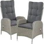LC Garden &raquo;Bilbao&laquo; 2er Set Positionsstuhl Gartenstuhl grau Polyrattan mit Polster
