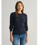 Gant f&uuml;r Damen. 4800100 Pullover mit Rundhalsausschnitt aus navyfarbenem