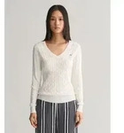 Gant f&uuml;r Damen. 4800101 Wei&szlig;er Rippenstrickpullover mit Achten (XXL), L&auml;ssig,