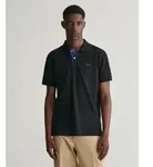 Gant f&uuml;r Herren. 2062026 Schwarzes Kontrast-Piqu&eacute;-Poloshirt (M), L&auml;ssig,