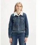 Levi's f&uuml;r Damen. 36136-0063 Sherpa Trucker Jacke blau (S), L&auml;ssig, Baumwolle,