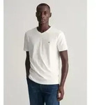 Gant f&uuml;r Herren. 2003186 Shield V-Neck T-Shirt wei&szlig; (S), L&auml;ssig, Baumwolle,