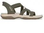 Skechers f&uuml;r Damen. 163460 Slip-Ins Reggae Slim Stretch Flex olivgr&uuml;ne Sandalen
