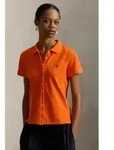 Polo Ralph Lauren f&uuml;r Damen. 211939272501 Poloshirt mit orangefarbener Knopfleiste
