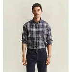 Gant f&uuml;r Herren. 3263001 Blau kariertes Hemd (S), L&auml;ssig, Baumwolle, Langarm