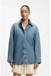 BOSS f&uuml;r Damen. 50567186 Blaues Vintage-Oversized-Hemd aus starrem Denim (S),
