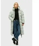 Superdry f&uuml;r Damen. W5011738A Lange Steppjacke aus gr&uuml;ner Mikrofaser (M), L&auml;ssig,